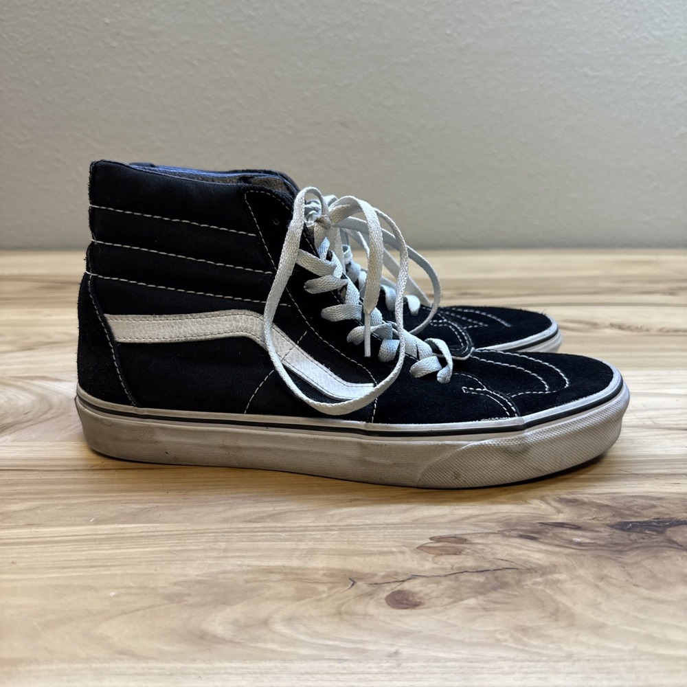 VANS Sk8-Hi Suede Black Sz 8.5 Men 10 Women High-Top Skate Sneakers Lace Up